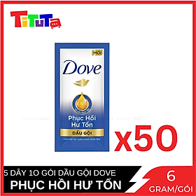 COMBO 5 dây Dầu Gội Dove Phục hồi Hư tổn 12 gói x5
