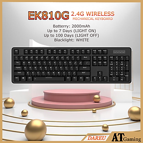 Bàn phím cơ không dây DAREU EK810G BLACK 104-KEYS (Blue/ Brown/ Red D switch) - WHITE Backlight - Hàng chính hãng