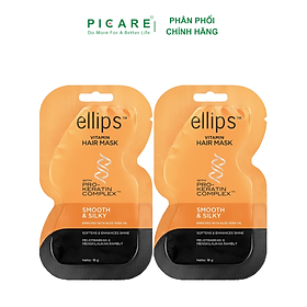 [2 GÓI] Kem ủ tóc giúp phục hồi tóc hư tổn Ellips Vitamin Hair Mask Pro Keratin Complex -  Smooth & Silky 18g