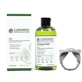 Nước hoa hồng dưỡng da giảm mụn Caryophy Portulaca Toner 300ml + Tặng Kèm 1 Băng Đô Tai Mèo Xinh Xắn ( Màu Ngẫu Nhiên)