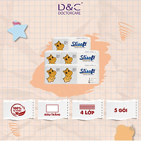 Combo 5 Giấy ăn Slisoft Trắng tự nhiên đa năng,khăn giấy rút không chất tẩy trắng an toàn cho cả gia đình