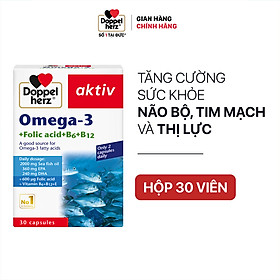 Viên uống tăng cường thị lực, tim mạch và não bộ Doppelherz Aktiv Omega-3 + Folic acid + B6 + B12 (Hộp 30 viên)