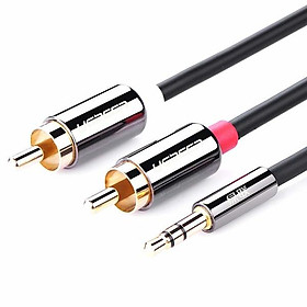 Dây AV 3.5 ra 2 đầu RCA Ugreen đầu mạ vàng Tứ Gia Computer - Hàng Chính Hãng