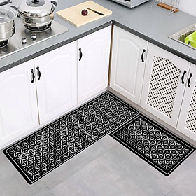 Set Thảm Nhà Bếp Nhung Nỉ Họa Tiết Hình Học