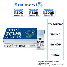 Thùng 48 hộp sữa tươi tiệt trùng TH True Milk có đường 180ml