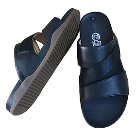 Dép Nam Quai Ngang Da Bò Chính Hãng Trường Hải Màu Đen DN166 Thời Trang Cao Cấp Trẻ Trung