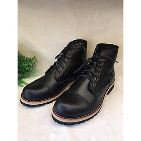 Giày boot nam cổ lửng  giày chelsea boot da bò màu đen-BT06 (tặng 1 lót giày tăng cao 3.5cm)