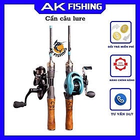 Cần câu lure LEMOREN máy đứng và máy ngang cán gỗ 2 khúc chuyên câu lancer câu cá lóc cao cấp chất lượng giá rẻ