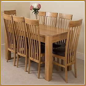 Mua Bộ bàn ăn Rustic Oak bàn 1m8  kèm 8 ghế juno sofa ( Vàng Gỗ Tự Nhiên)