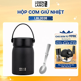 Hộp cơm giữ nhiệt Lebenlang LBL3038, cà men dung tích 700ml, chất liệu inox 304, kèm muỗng - hàng chính hãng