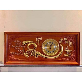 Tranh đồng hồ treo tường chữ tâm bằng gỗ hương đỏ kt 41×81×3cm