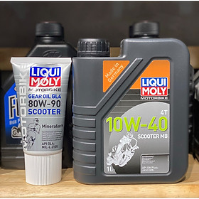 Combo nhớt xe tay ga Liqui Moly Scooter 10W40 20832 1 Lít và nhớt hộp số Liqui Moly Gear Oil Scooter 150ml
