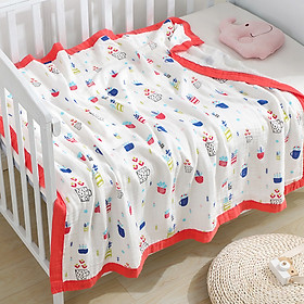 Chăn Đắp, Khăn Tắm Và Quấn Ủ Bonny 100 Sợi Tre Lụa 4 Lớp Siêu Mềm, Thấm Hút, An Toàn Cho Làn Da Của Bé Yêu Kt1m1x1m2 - Họa tiết 5