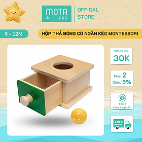 Đồ chơi hộp thả bóng có ngăn kéo cho bé từ 9-12 tháng Montessori Mota- Rèn sự tập trung & đôi tay- Hàng chính hãng