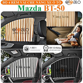 Rèm vải che nắng cửa kính xe Mazda BT50 vải lụa gắn nam châm keo 3M RVCK - Màu vàng