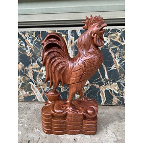 Tượng con gà trống bằng gỗ hương cao 20x10×5cm