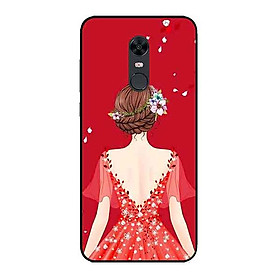 Ốp Lưng in cho Xiaomi Redmi 5 Plus Mẫu Cô Gái Váy Đỏ - Hàng Chính Hãng