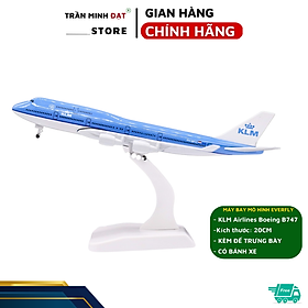 Mua Mô Hình Máy Bay Trưng Bày KLM Boeing B747 20cm Kèm Đế Trưng Bày + Có Bánh Xe - Trần Minh Đạt Store