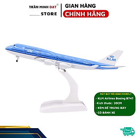 Mô Hình Máy Bay Trưng Bày KLM Boeing B747 20cm Kèm Đế Trưng Bày + Có Bánh Xe - Trần Minh Đạt Store