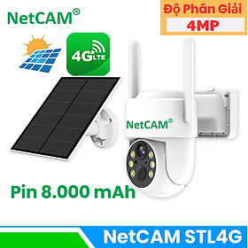 Camera Năng Lượng Mặt Trời 4G Không Dây NetCAM STL4G, Chất lượng video HD 4MP, Dùng Sim 4G, Dung lượng pin 8000mAh - Hàng Chính Hãng