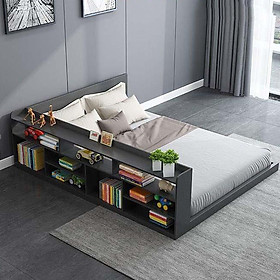 Mua  FREESHIP TPHCM Giường ngủ bệt gỗ công nghiệp FINILI kết hợp kệ sách trang trí cho chung cư mini FINILIO327