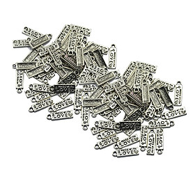 100 Pieces Tibetan Silver MADE WITH LOVE Charms Rectangle Jewelry Making