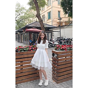 Váy trắng công chúa tay lỡ siêu xinh - đầm dự tiệc sinh nhật thời trang nữ thiết kế