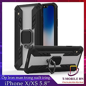 Ốp lưng cho iPhone 7 8 6 6s Plus X XR XS Max 11 Pro Max SE 2020 iRON MAN nhẫn xoay TRONG SUỐT chống sốc