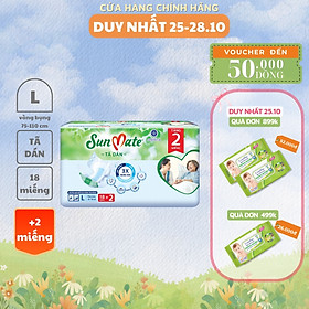 Tã dán người lớn SunMate mới size M18/L18/XL18 + 2 miếng - L18+2