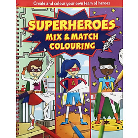 Hình ảnh Sách tô màu Superheroes Mix and Match Colouring