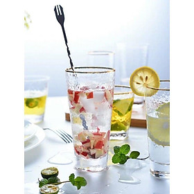 Mua Bộ 6 cốc loe cao thấp thủy tinh viền vàng vân sần 350ml