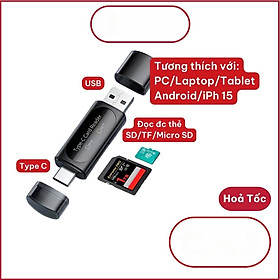 Mua Đầu đọc thẻ nhớ SD  TF chân Type C  USB - Hàng Nhập Khẩu