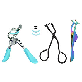 3PCS Mini Eyelash Curler Kit Partial Eyelash Curler Eyelash Extension Tweezers Eyelash Curler with Silicone Replacement