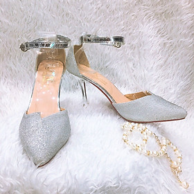 Sandan gót vuông 7p quai ngang da bóng