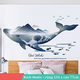 Sticker Giấy Dán Tường Decal Dán tường Tranh Dán Tường Trang Trí Tường Mẫu Cá Voi Nghệ Thuật ZH-1002