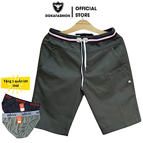 Quần Short Lửng Nam Kaki Tặng kèm quần lót thái Vải Cotton Mềm Mịn Lưng Thun Đai Quần Có Dây Chun Kéo, Dễ Dàng Điều Chỉnh Phù Hợp Co Giãn Cao Cấp DKQKN26