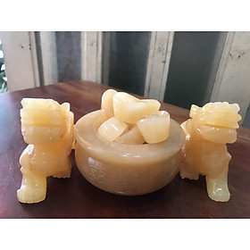 Mua 1 BỘ TỲ HƯU VÀ THỐ TỤ TÀI TRƯNG BÀN THỜ THẦN TÀI  BÀN LÀM VIỆC CHẤT LIỆU ĐÁ NGỌC HOÀNG LONG TỰ NHIÊN MỆNH KIM THỔ THỦY GỒM CẶP TỲ HƯU 11CM VÀ BÁT TỤ TÀI THỎI VÀNG 10CM
