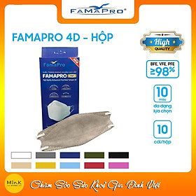 [HỘP - FAMAPRO 4D] - Khẩu trang y tế kháng khuẩn cao cấp Famapro 4D tiêu chuẩn KF94 (10 cái/ hộp)