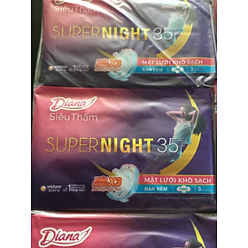 Lốc 6 Gói Băng Vệ Sinh Diana Supernight 35cm ban đêm 3 miếng- Date luôn mới