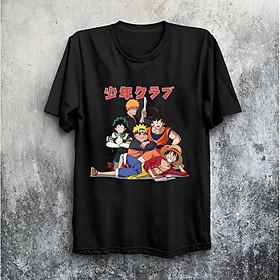 Áo thun Anime màu đen in hình Team Songoku Naruto Luffy đẹp giá rẻ