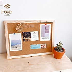 Mua Bảng ghim bần gỗ dán ghi chú  tranh ảnh  decor FEGO tặng kèm phụ kiện/ Bảng gỗ đa năng để bàn
