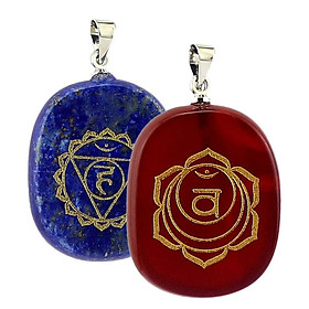 Pack of 2 Reiki Engergy Crystal Pendants Gemstone Palmstone for Women Kids D