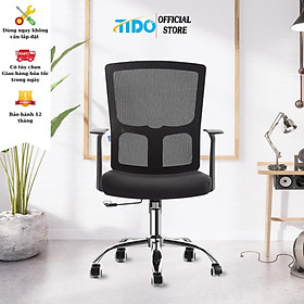 Mua Ghế văn phòng công thái học TIDO ghế làm việc thiết kế lưng lưới thoát mát  chân thép mạ crom chắn chắc