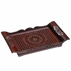 Khay Trà Nhựa Giả Gỗ có quai cầm khay hứng nước kích thước 39 x 22cm