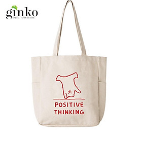 Túi Vải Tote Ginko Unisex Phong Cách Hàn Quốc In Hình POSITIVE THINKING K04