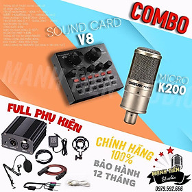 Mua - Bộ combo micro Takstar PC-K200 + Soundcard V8 livestream  hát karaoke gia đình  thu âm chuyên nghiệp