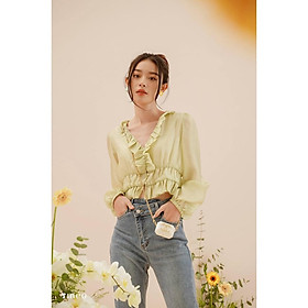 Áo kiểu nữ Méo shop dáng công sở dài tay Singe