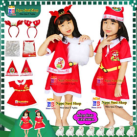 QUẦN ÁO NOEL BỘ ĐẦM NOEL CHO BÉ GÁI CHẤT VẢI NỈ TỪ 1 - 10 TUỔI -TRANG PHỤC NOEL GIÁNG SINH CHO BÉ GÁI MẶC ĐI CHƠI CHỤP ẢNH