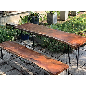 Bộ 1 bàn 1 ghế dài 1m49-1m60 gỗ xà cừ tự nhiên nguyên tấm