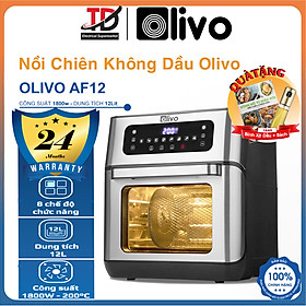 Nồi Chiên Không Dầu OLIVO AF12, 12Lit-1800W, 8 Chức Năng và Phụ Kiện Đa Năng, Hàng Chính Hãng